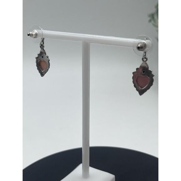 Vtg Signed M 925 Sterling Silver
Marcasite Mother of Pearl Heart
Dangle Earrings - Picture 7 of 15